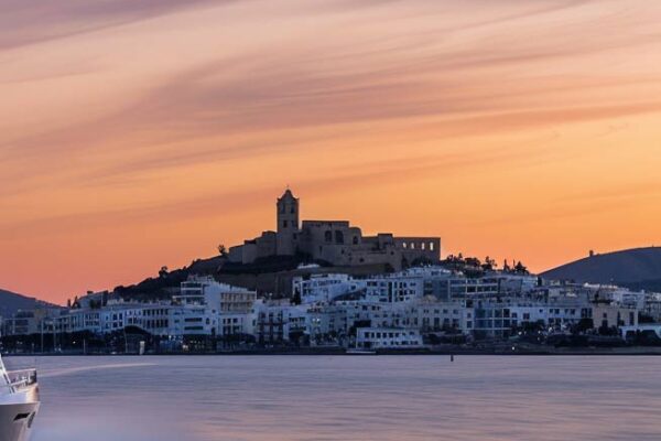sundown in Ibiza from yacht